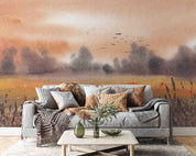3D Oil Painting Tree Bird Grassland Animal Sky Wall Mural Wallpaper YXL 125