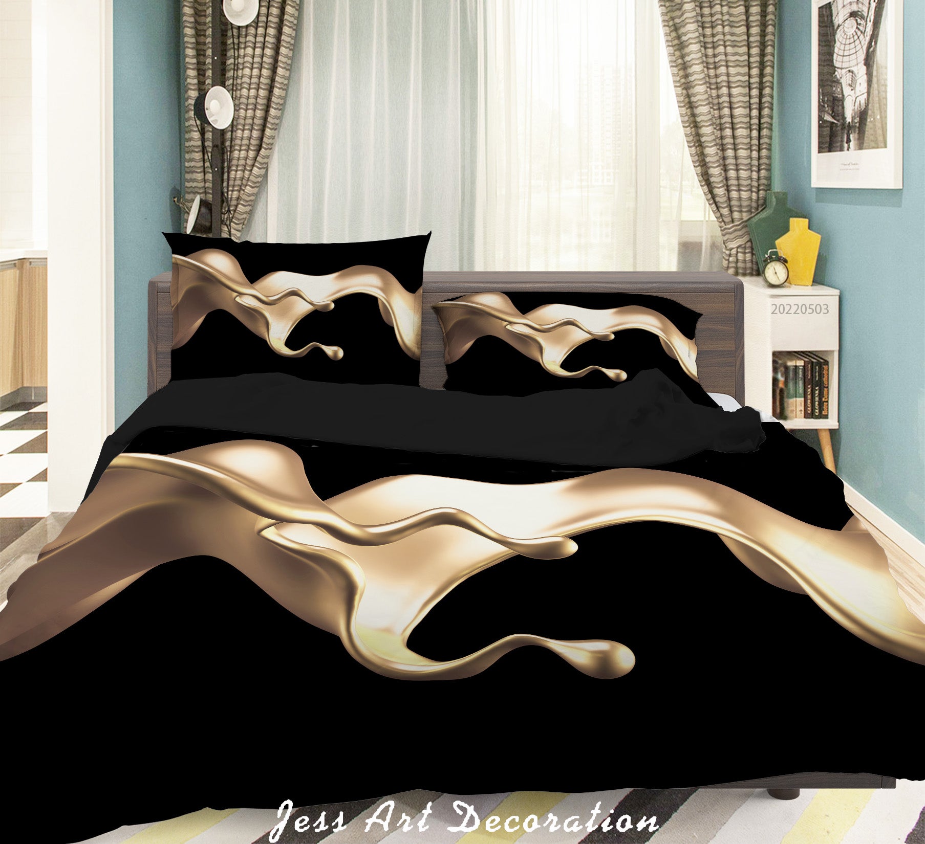 3D Graffiti Float Ripple Quilt Cover Set Bedding Set Duvet Cover Pillowcase 574