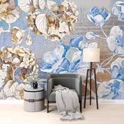 3D Watercolor Blue Brown Floral Wallpaper Wall Mural Wall Decor Wall Art Wall Sticker Remoable Wallpaper LQH 13