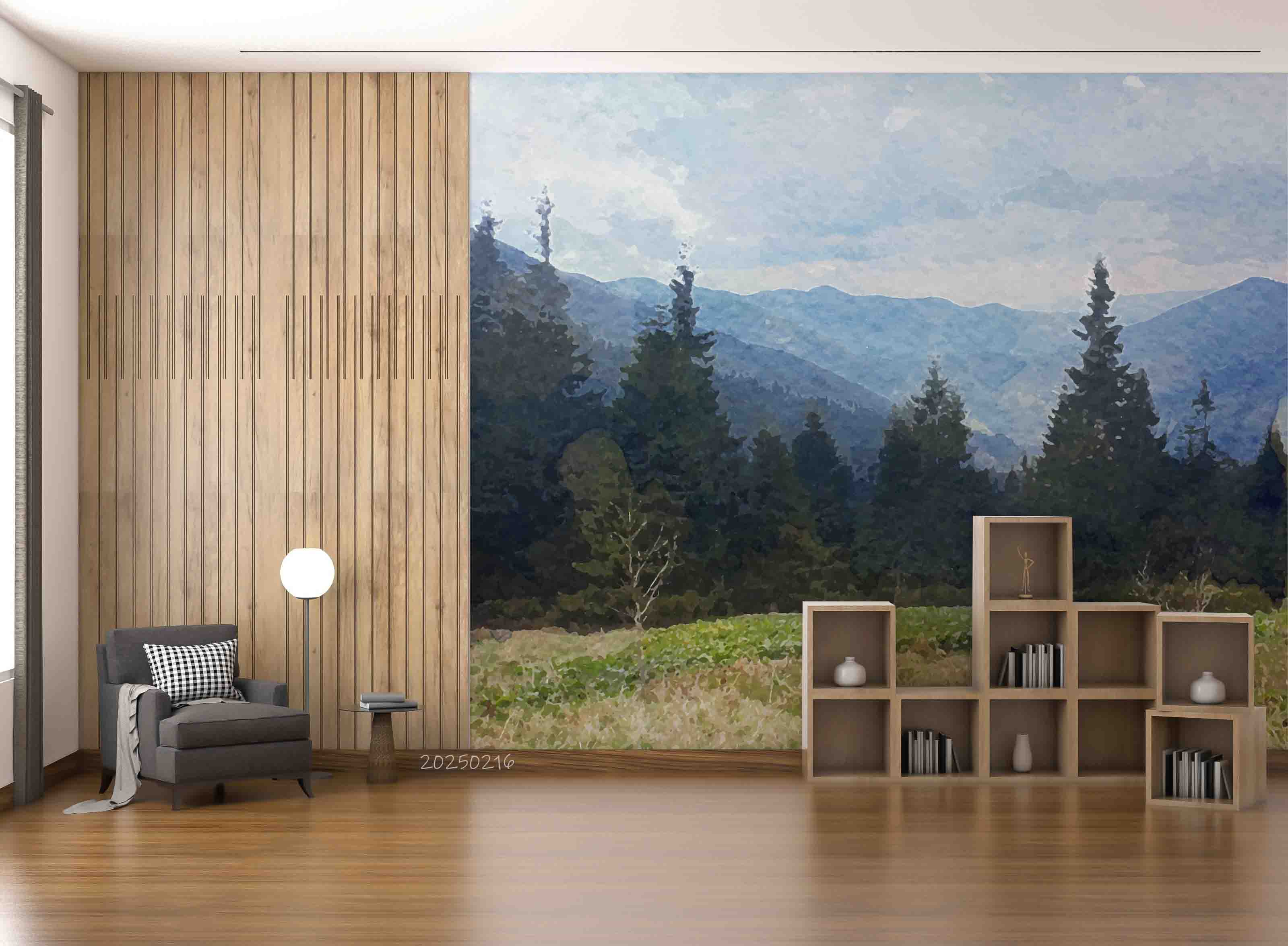 3D Sky Mountains Forest Nature Landscape Wallpaper Wall Mural Wall Decor Wall Art Wall Sticker Remoable Wallpaper LQH
