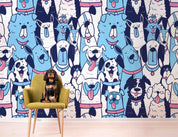 3D Dog Pattern cute dog pattern background wall mural wallpaper for kids room