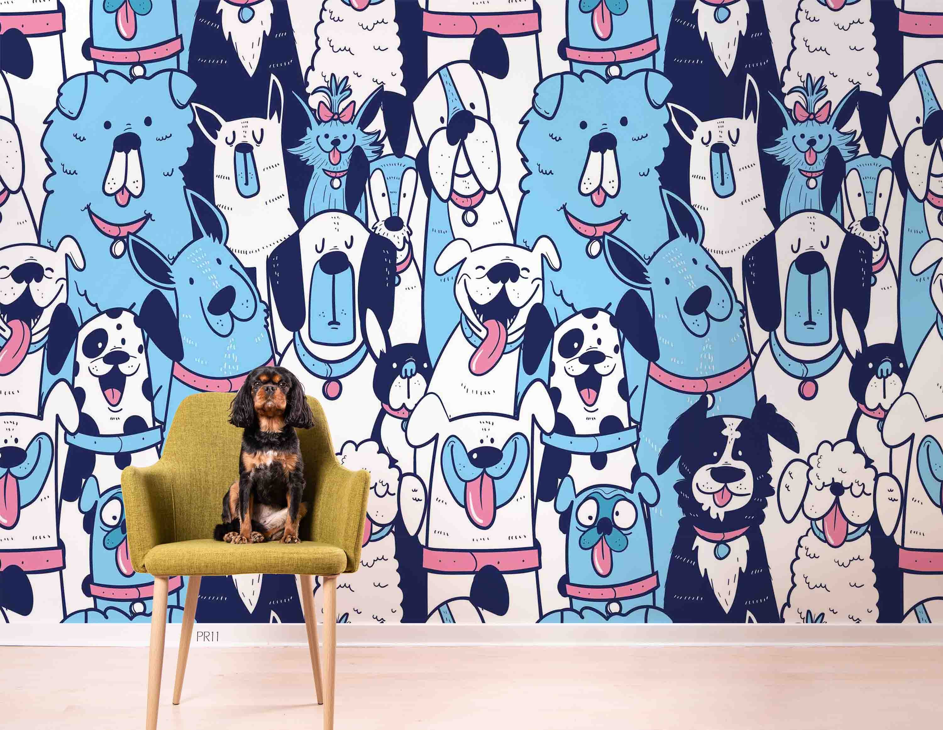 3D Dog Pattern cute dog pattern background wall mural wallpaper for kids room