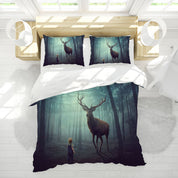 3D Night Forest Tree Deer Child Quilt Cover Set Bedding Set Duvet Cover Pillowcases 1147