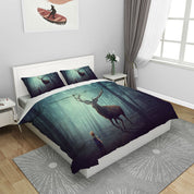 3D Night Forest Tree Deer Child Quilt Cover Set Bedding Set Duvet Cover Pillowcases 1147