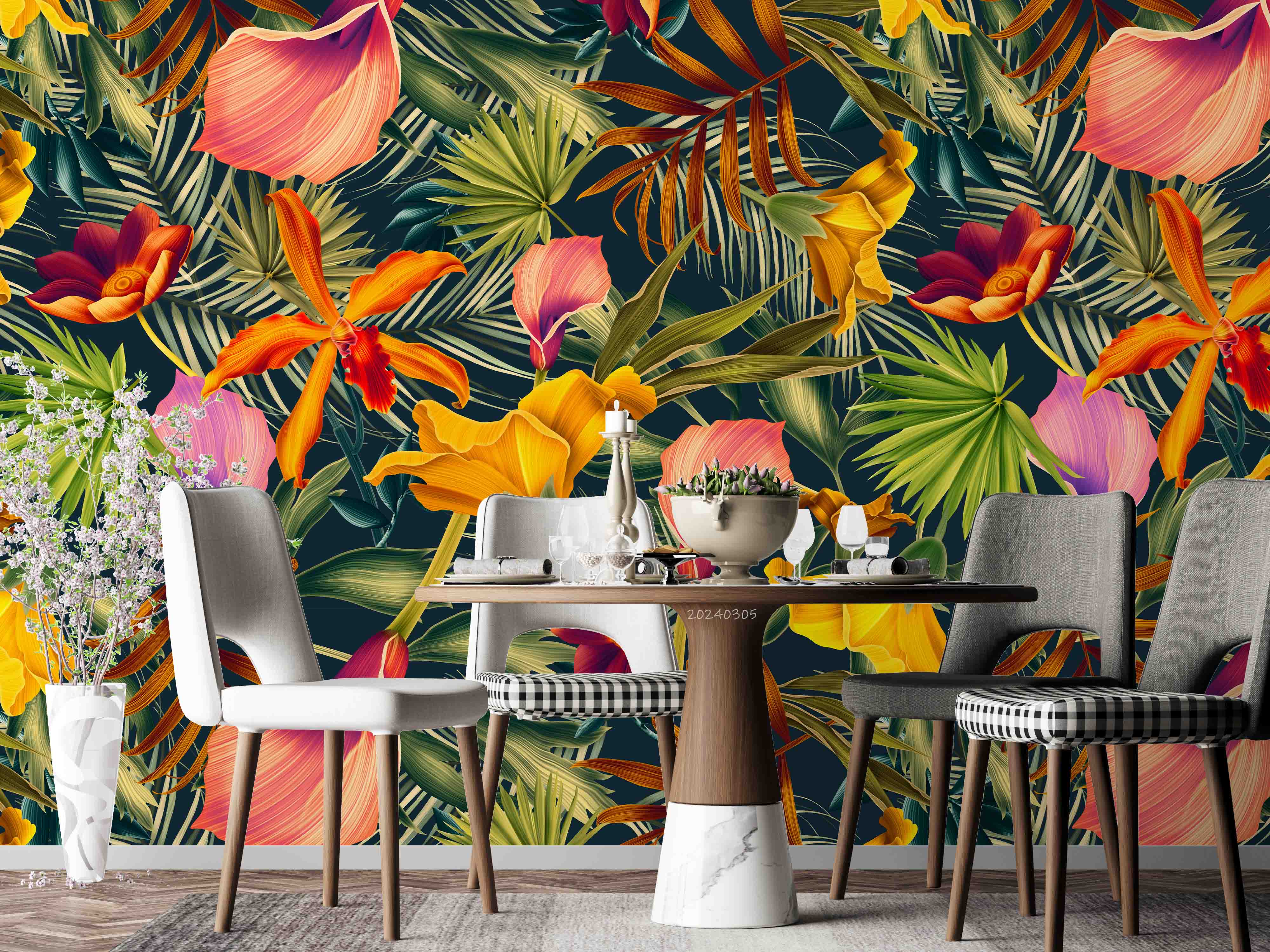 3D Floral Leaves Vintage Colorful Wall Mural Wallpaper JN