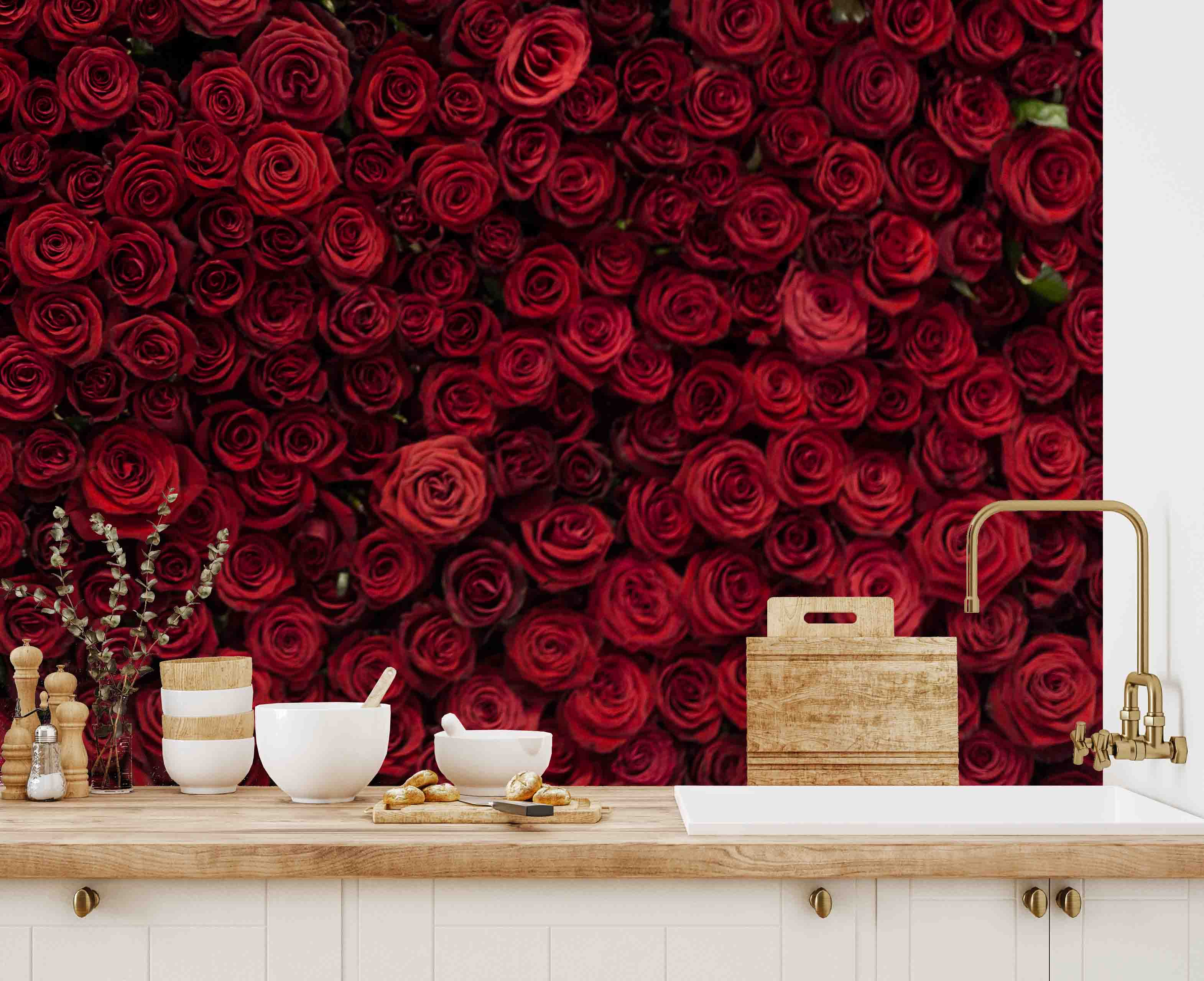 3D Red Rose Background deep red rose feature wall wall mural wallpaper for bathroom