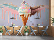 3D Ice Cream Chocolate White Wall Mural Wallpaper YXL 2284