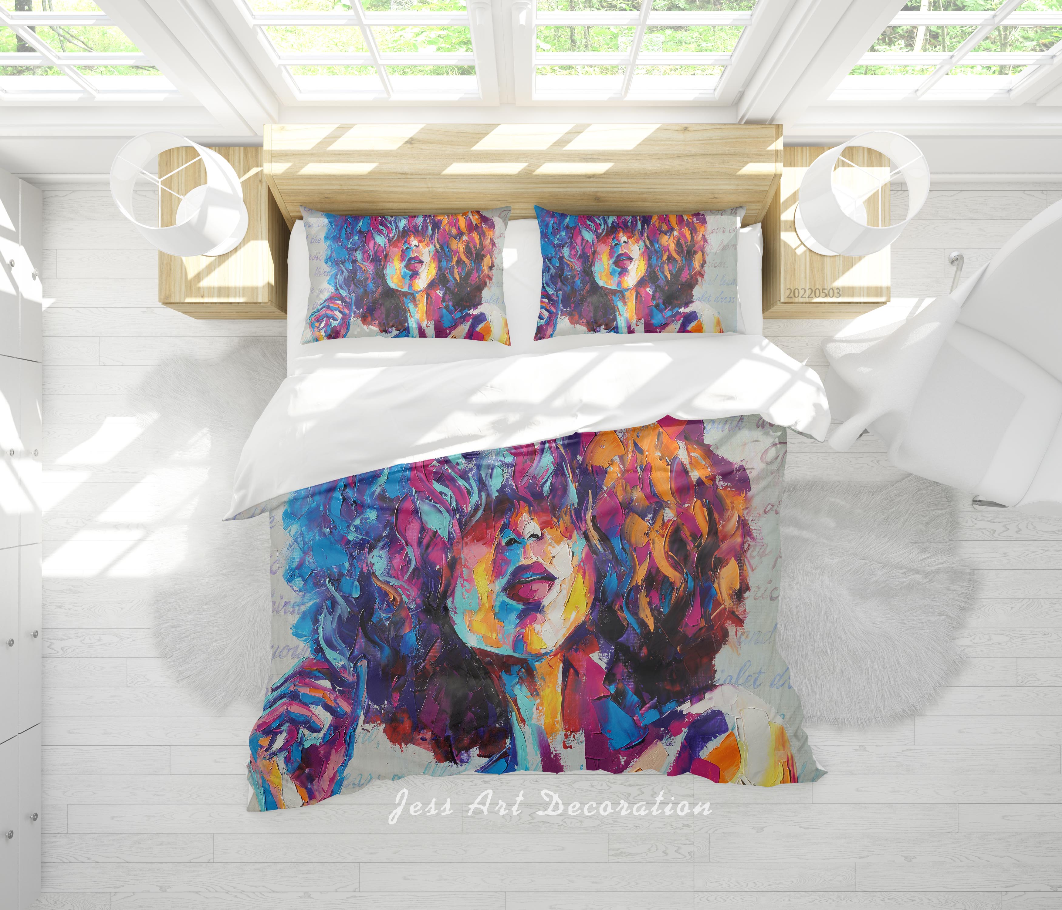 3D Graffiti Hair Hand  Quilt Cover Set Bedding Set Duvet Cover Pillowcase 559