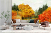 3D Watercolor Fall Forest Landscape Wallpaper Wall Mural Wall Decor Wall Art Wall Sticker Remoable Wallpaper LQH 21