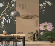 3D Chinese Landscape Painting Magnolia Bird Lotus Wall Mural Wallpaper GD 4649- Jess Art Decoration