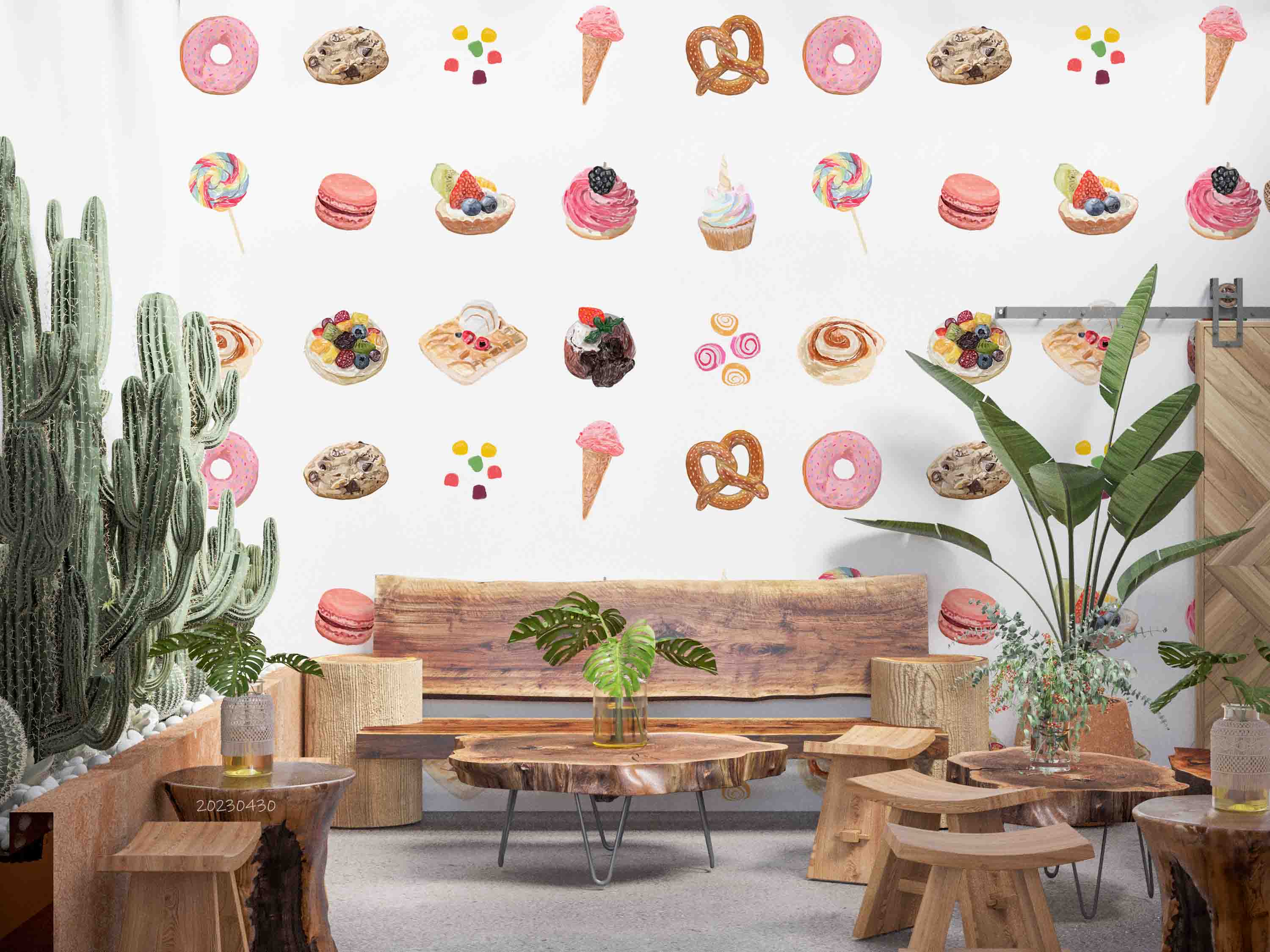 3D Hand Drawn Candy Watercolor Style Wall Mural Wallpaper GD 5251- Jess Art Decoration