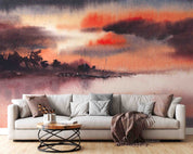 3D Oil Painting Tree Ship Sea Cloud Sky Wall Mural Wallpaper YXL 136