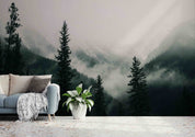 3D Tall Trees Forest Mountains Covered Fog Wall Mural Wallpaper GD 3209- Jess Art Decoration