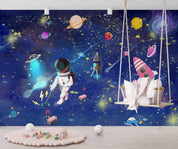 3D Astronaut Space Adventure astronaut space adventure scene wall mural wallpaper for kids room