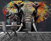 3D Animal Elephant Colours Wall Mural Wallpaper YXL 1837