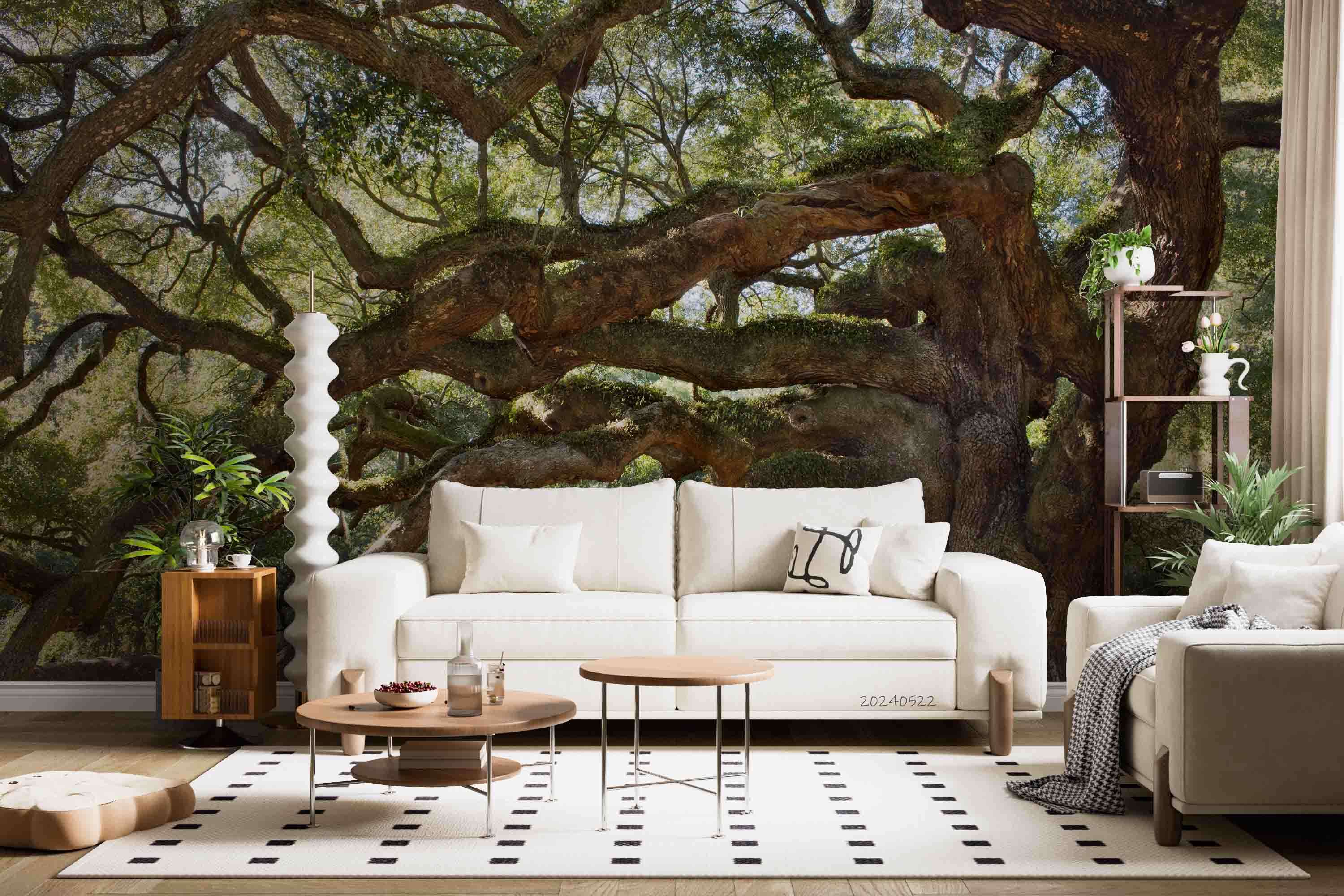 3D Forest Tree Trunk Sunlight Leaf Wall Mural Wallpaper YXL 502