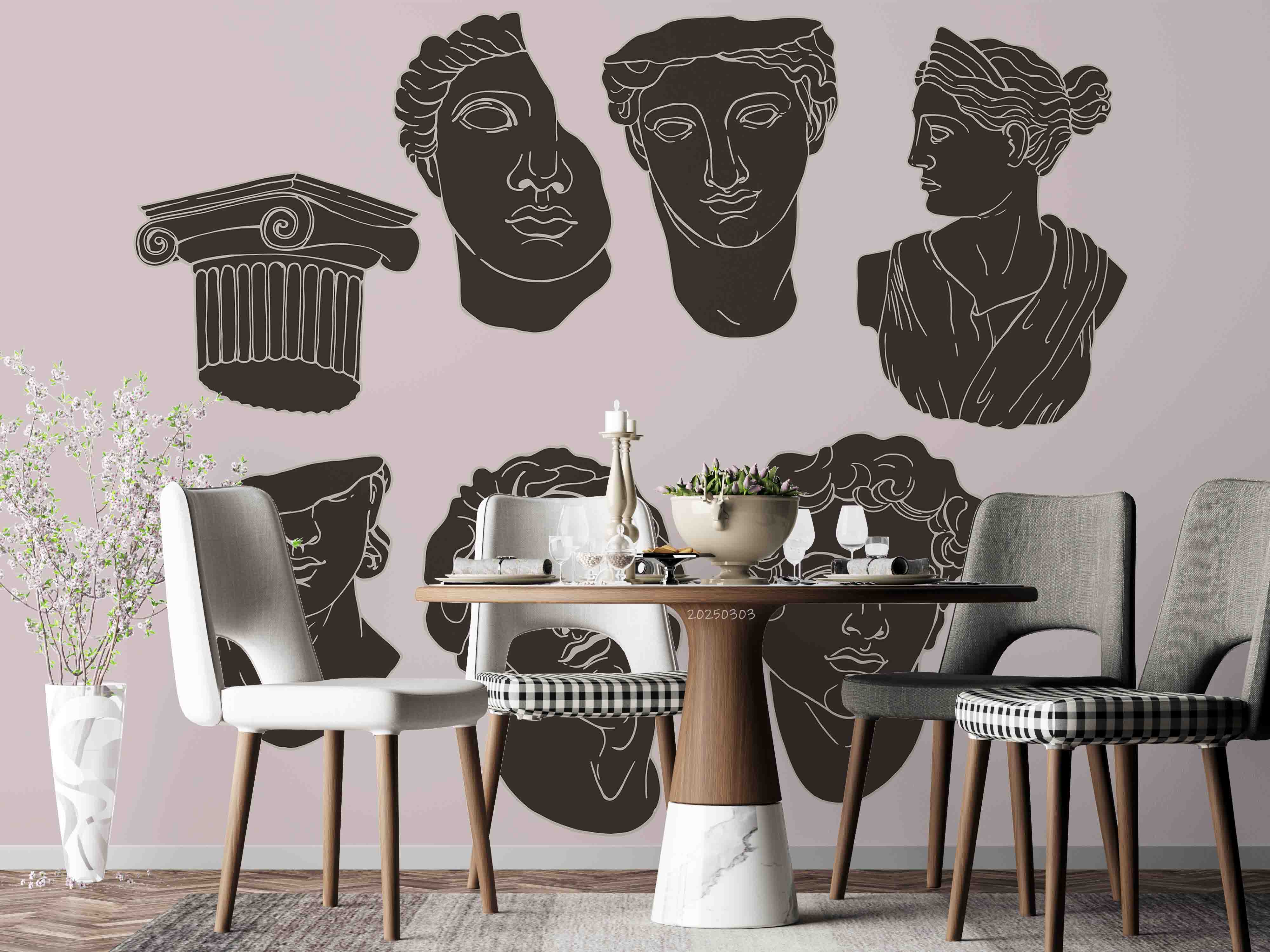 3D Hand Drawn Black Art Sculpture Pattern Wallpaper Wall Mural Wall Decor Wall Art Wall Sticker Remoable Wallpaper LQH