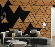 3D Abstract Geometry Triangle Wood Plank Texture Wall Mural Wallpaper GD 4785- Jess Art Decoration