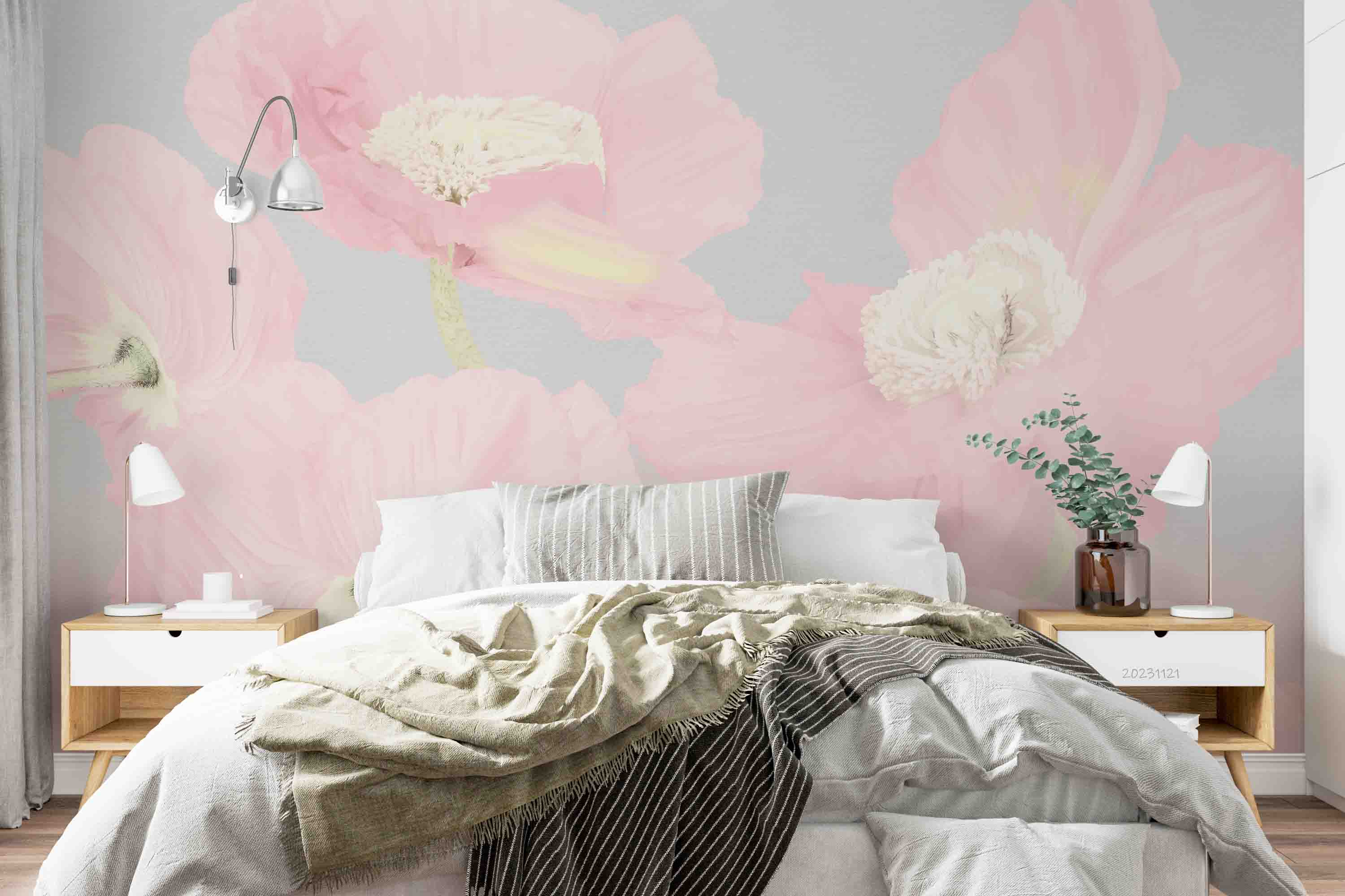 3D Floral Leaf Phalaenopsis Blue Wall Mural Wallpaper YXL 3126