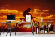 3D Tree Mountain Sunlight Sky Cloud Person Motorbike Wall Mural Wallpaper YXL 62