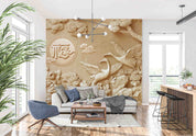 3D Aged Care Retirement Home Gerocomium Rest Home Embossed Crane Wall Mural Wallpaper 17