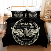 3D Tyre Wing Letter Round Black Quilt Cover Set Bedding Set Duvet Cover Pillowcase 378