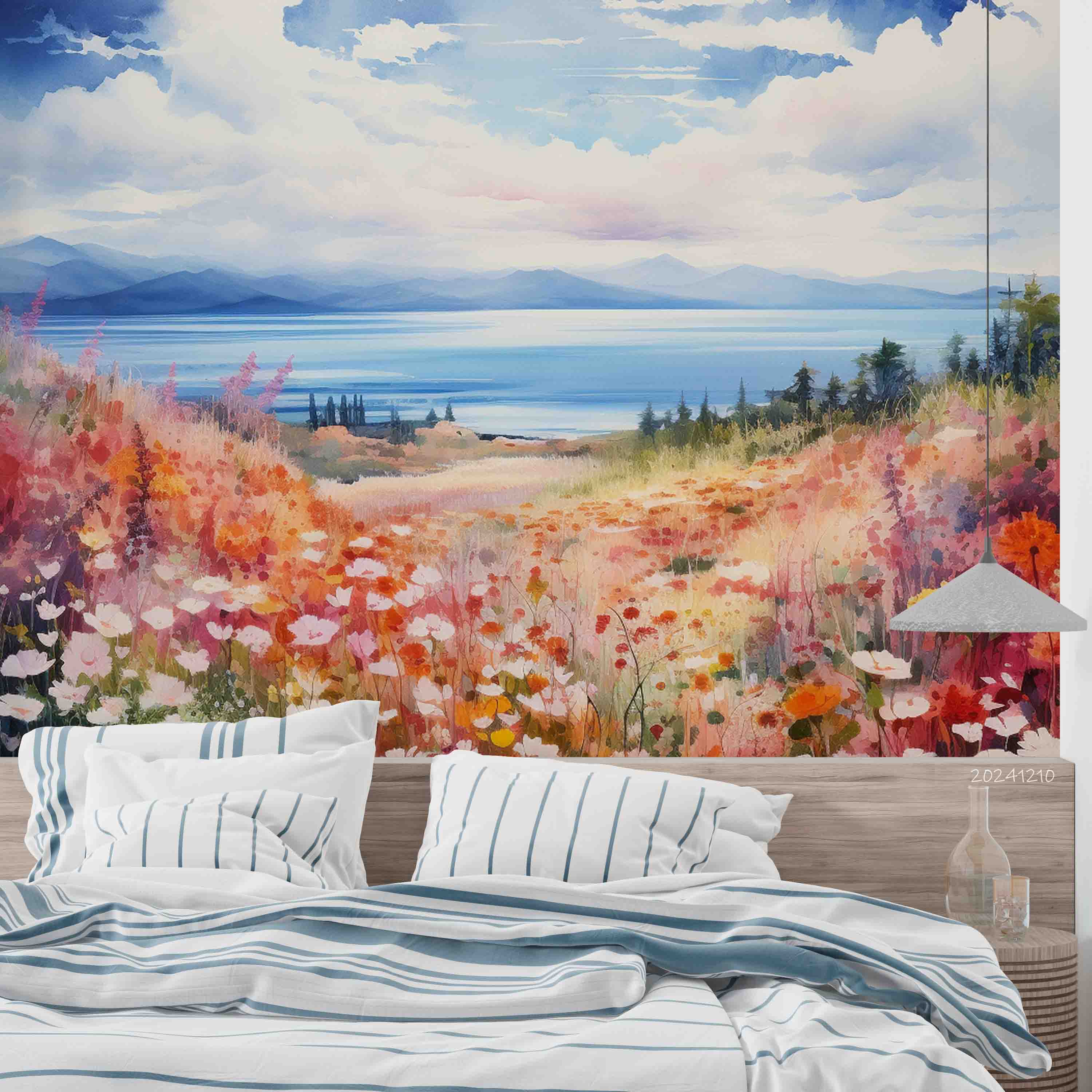 3D Sky Sea Floral Oil Painting Wallpaper Wall Mural Wall Decor Wall Art Wall Sticker Remoable Wallpaper LQH 25