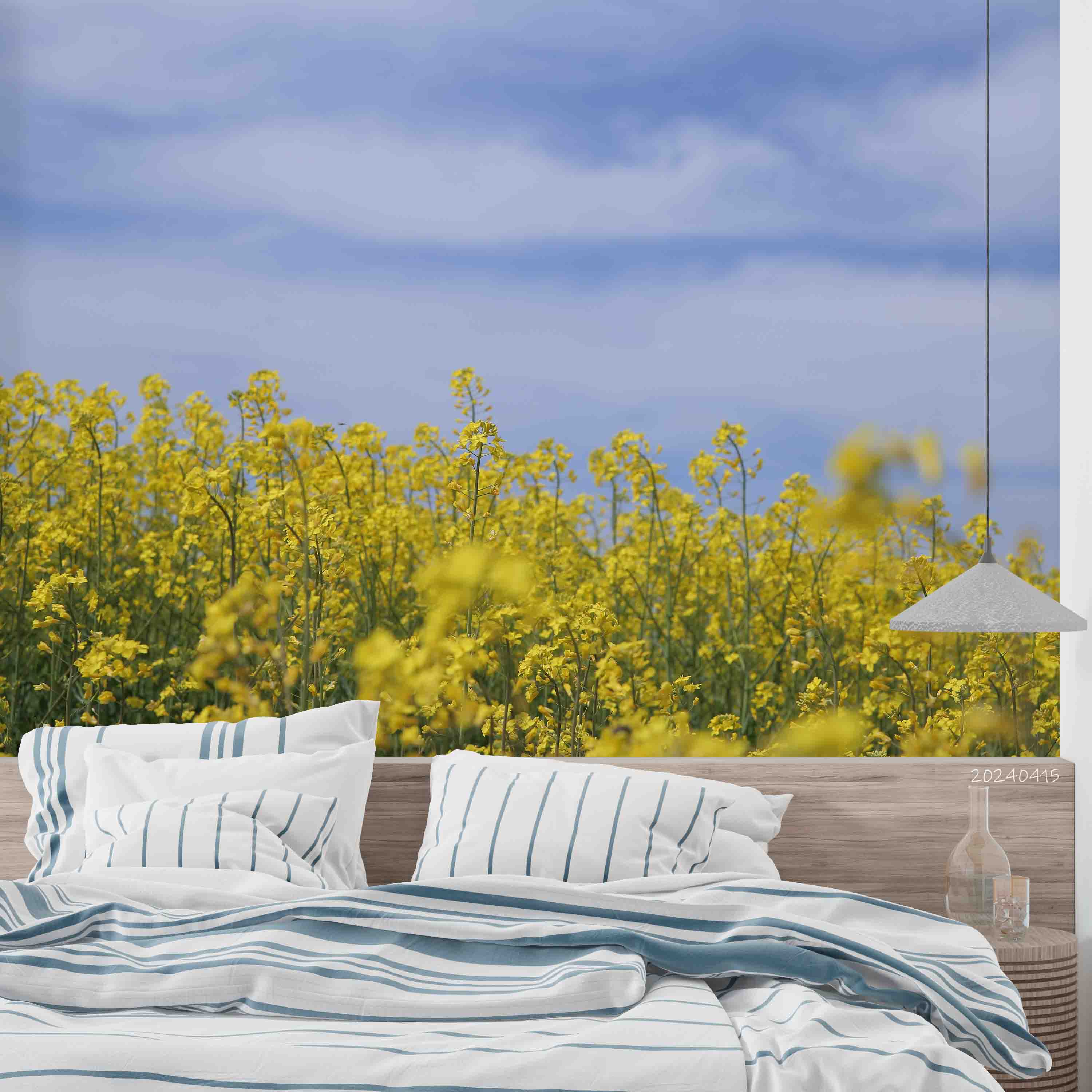3D Yellow Rapeseed Field Blue Sky Wallpaper Wall Mural Wall Decor Wall Art Wall Sticker Remoable Wallpaper