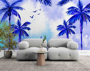 3D Watercolor Blue Coconut Tree Landscape Oil Painting Wallpaper Wall Mural Wall Decor Wall Art Wall Sticker Remoable Wallpaper
