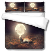 3D Night Deer Grassland The Earth Quilt Cover Set Bedding Set Duvet Cover Pillowcases 1155