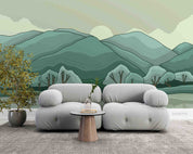 3D Watercolor Green Mountain Forest Scenery Wallpaper Wall Mural Wall Decor Wall Art Wall Sticker Remoable Wallpaper 9
