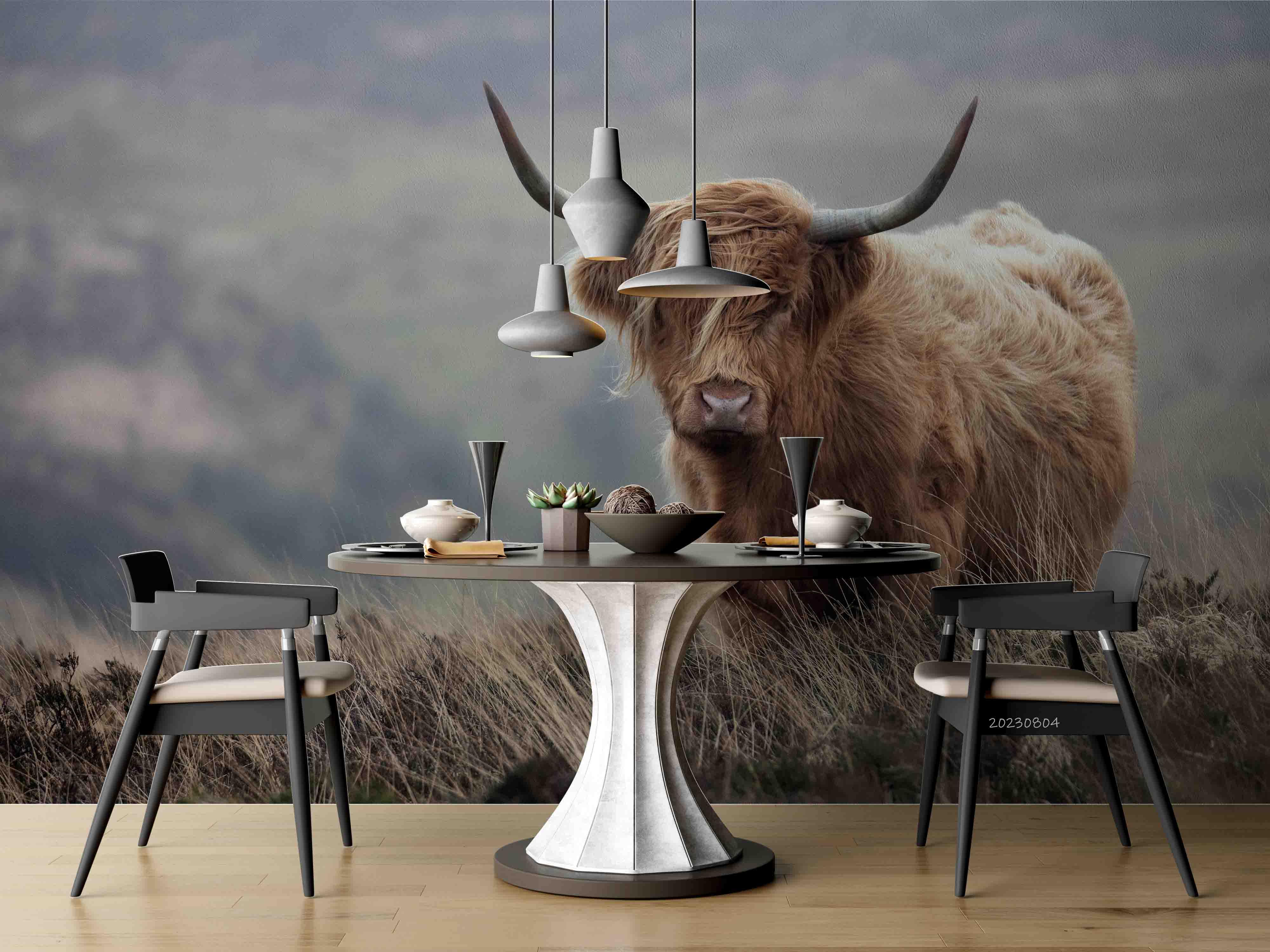 3D Animal Cattle Grassland Sky Wall Mural Wallpaper YXL 2516