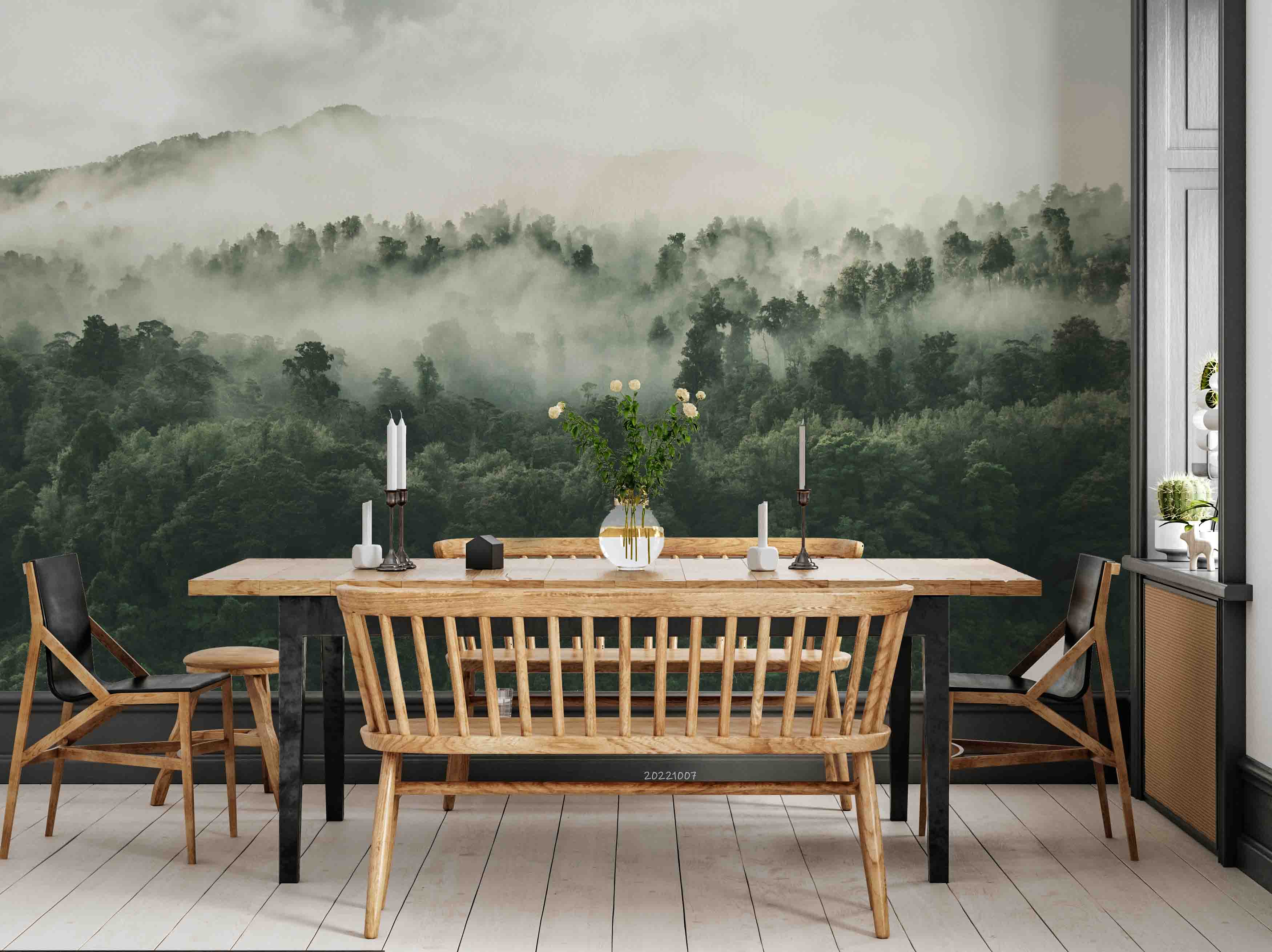 3D Beautiful Forest Many Green Trees Fog New Zealand Wall Mural Wallpaper GD 3252- Jess Art Decoration