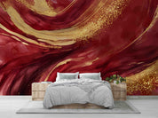 3D Abstract Damaskeen Wave Gold Dust Wall Mural Wallpaper YXL 638