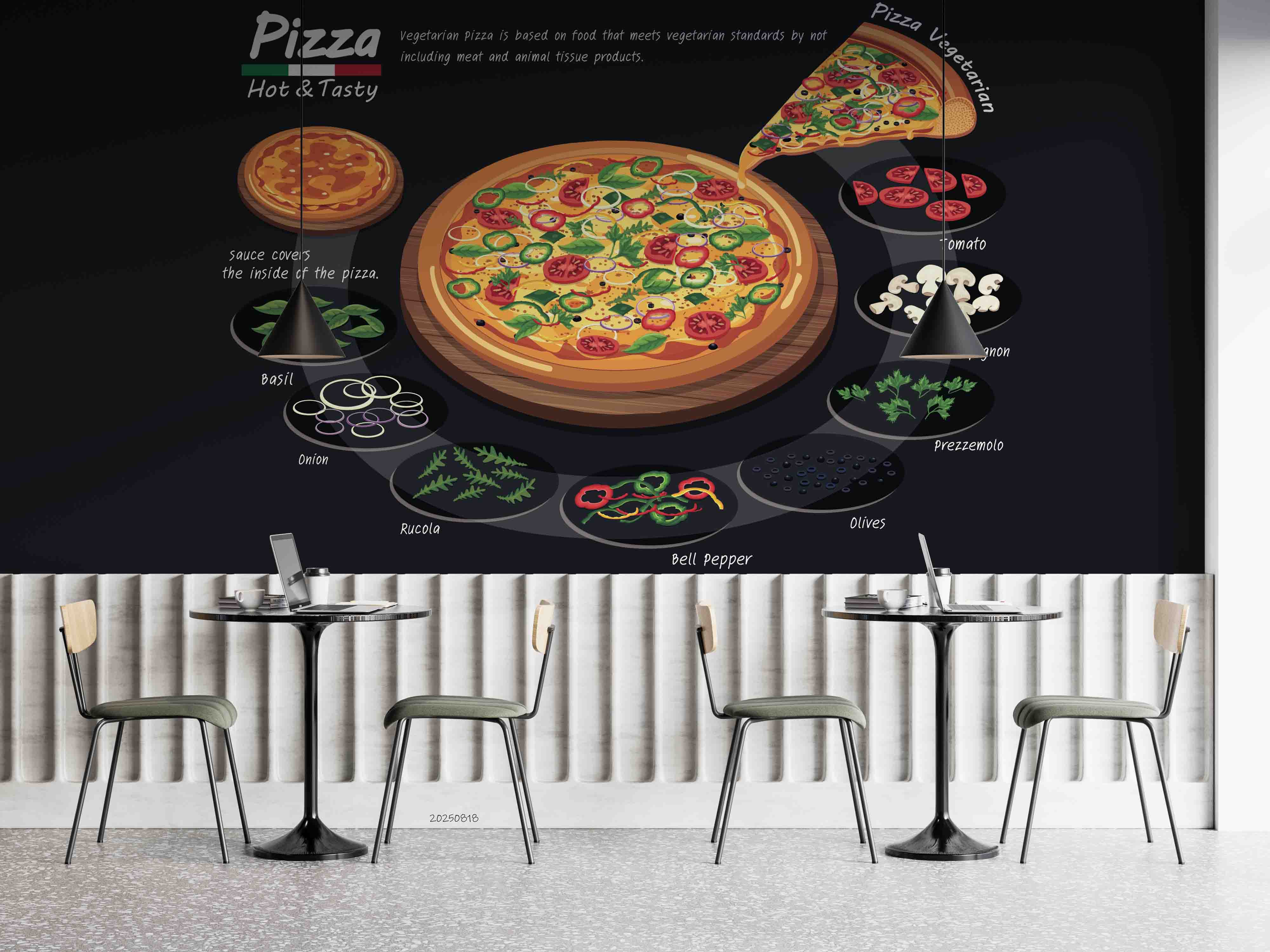 3D Restaurant Snack Bar Diner Fast Food Pizza Wall Mural Wallpaper 49