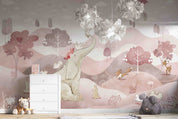 3D Tree Fox Elephant Rabbit Bird Umbrella Wall Mural Wallpaper YXL 392
