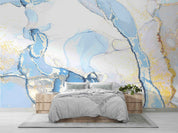 3D Abstract Damaskeen Ellipse Gold Dust Wall Mural Wallpaper YXL 574