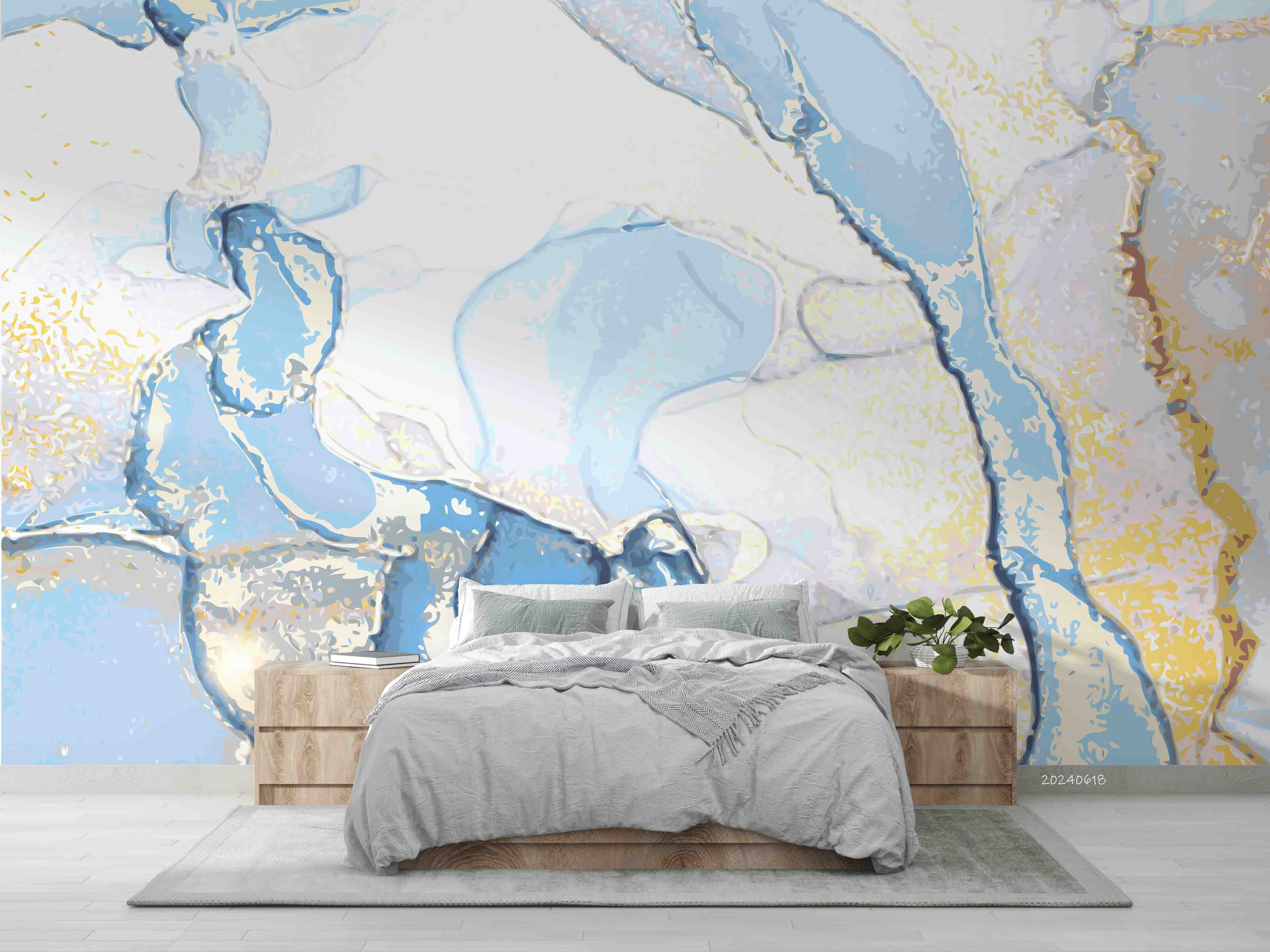 3D Abstract Damaskeen Ellipse Gold Dust Wall Mural Wallpaper YXL 574
