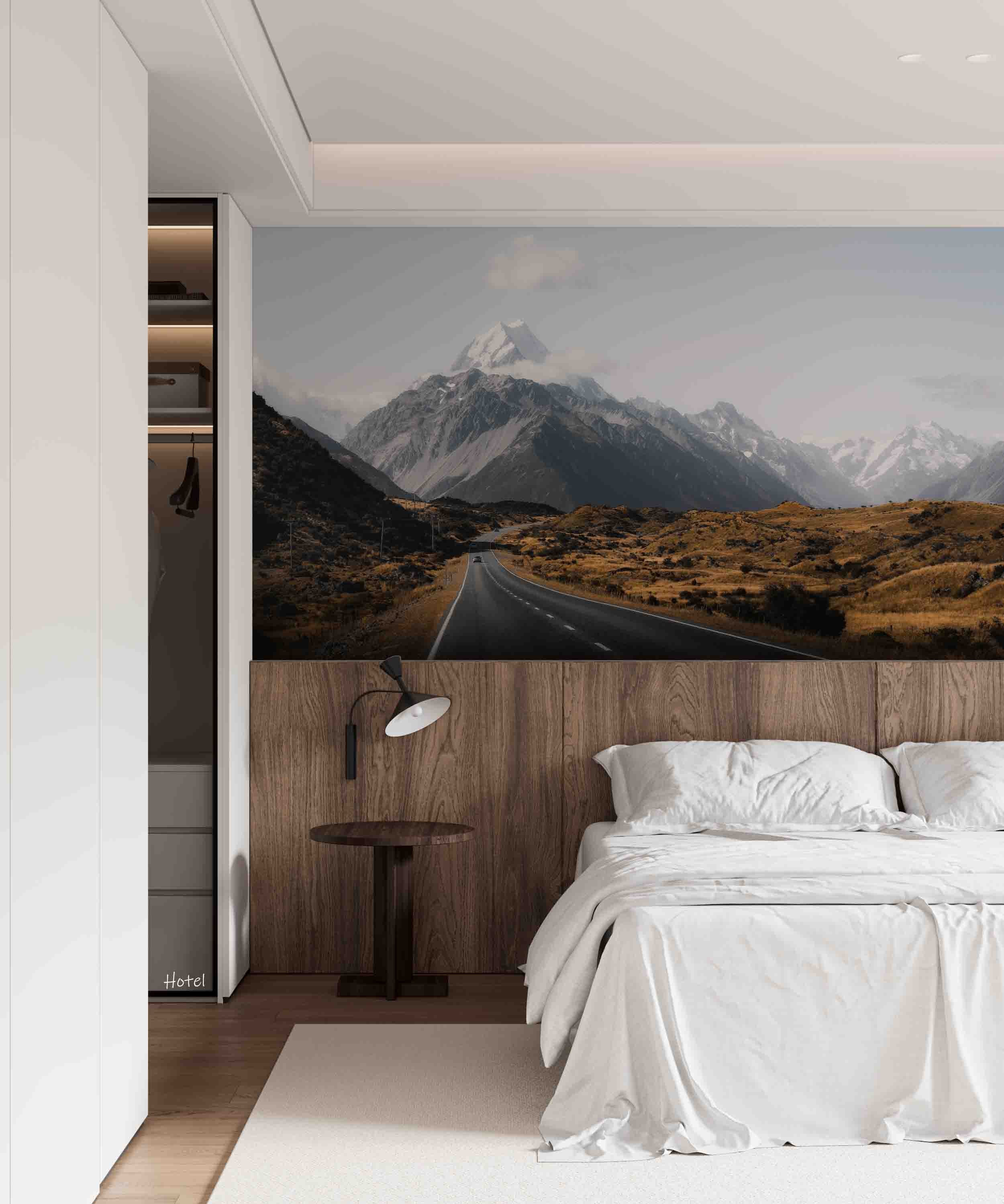 3D Hotel Inn Motel Hostel Resort Manor Landscape Mountains Wall Mural Wallpaper 1