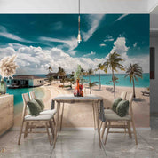 3D Tropical Beach Sea Coconut Tree Holiday Home Wall Mural Wallpaper GD 3163- Jess Art Decoration
