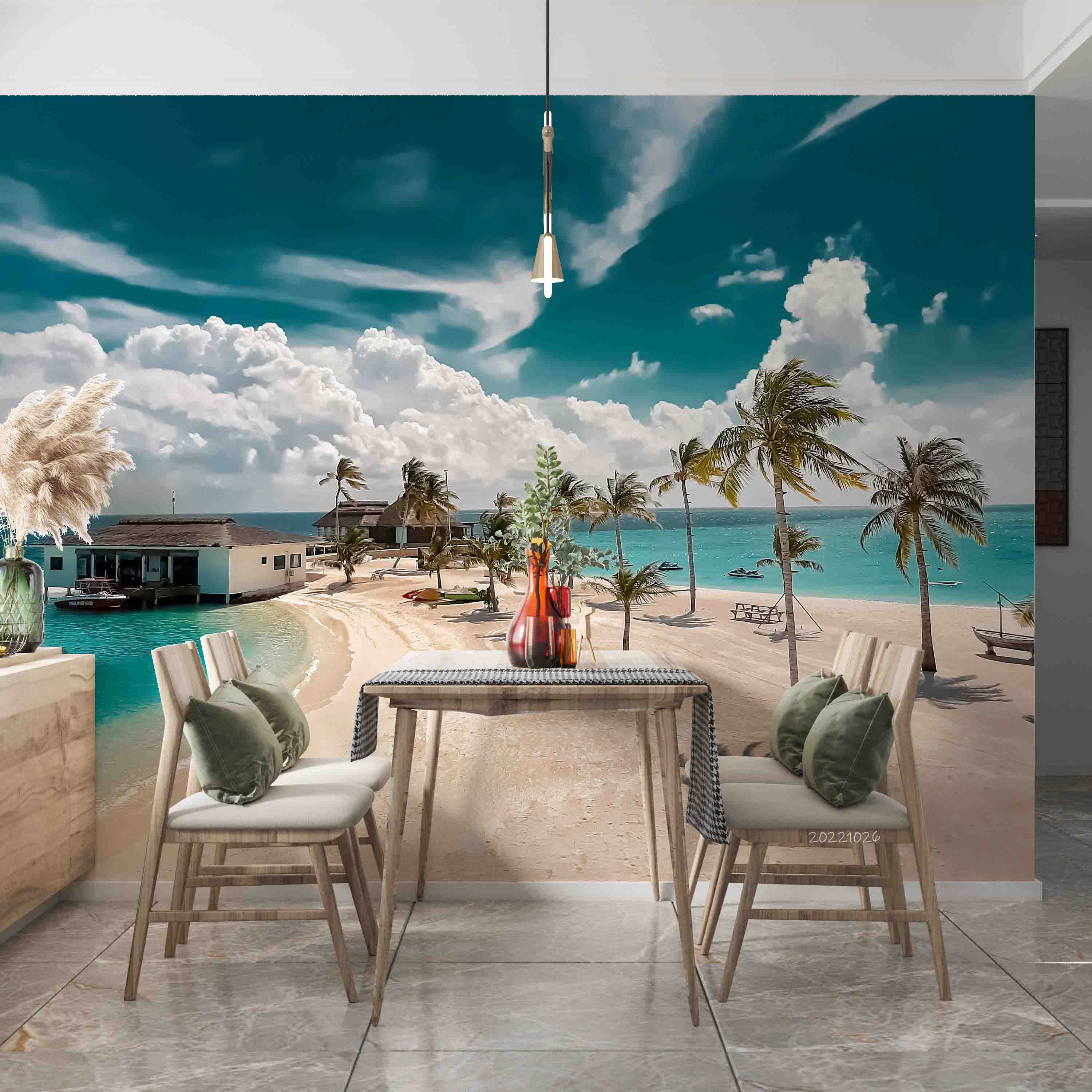 3D Tropical Beach Sea Coconut Tree Holiday Home Wall Mural Wallpaper GD 3163- Jess Art Decoration