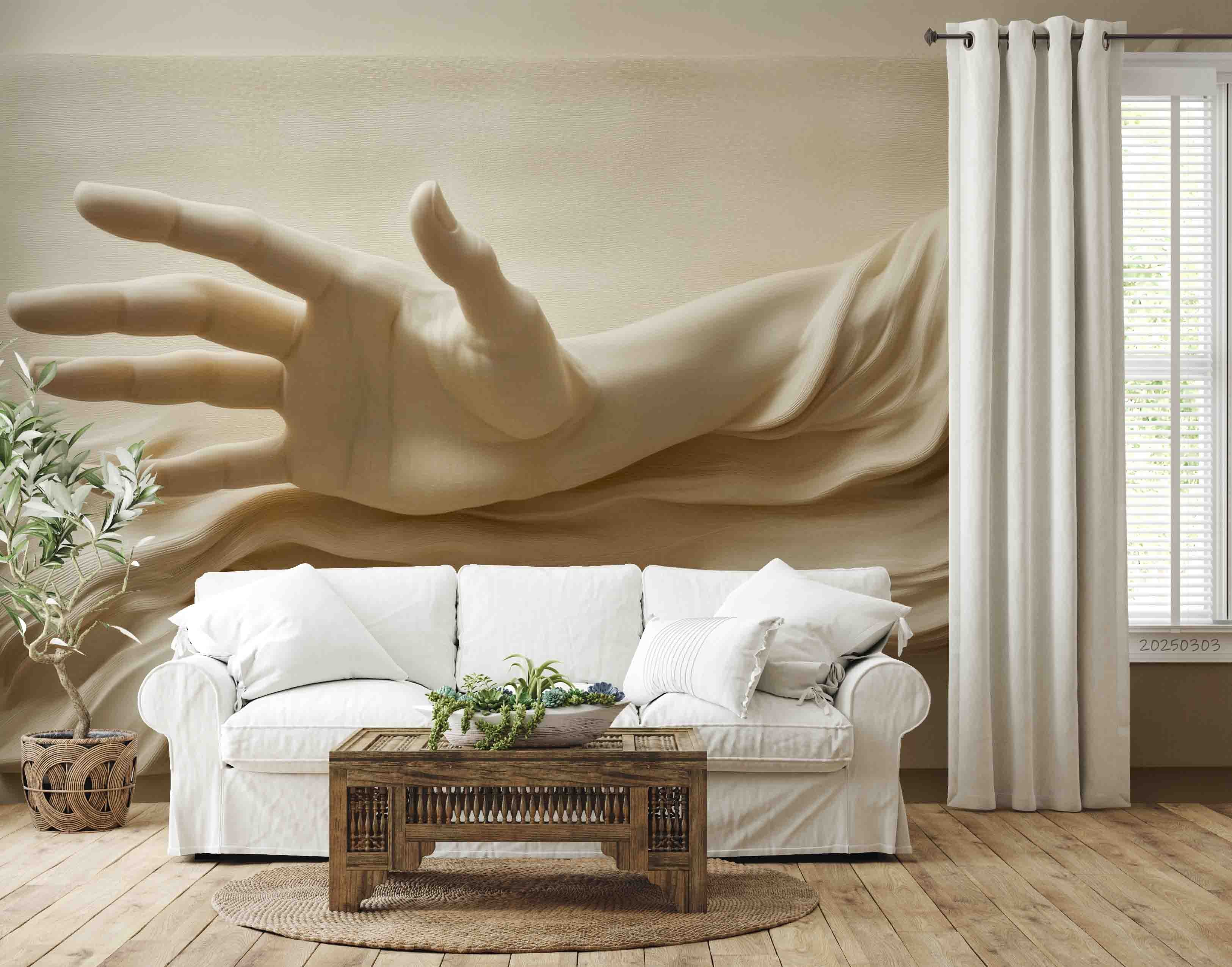 3D Art Sculpture Hand Pattern Wallpaper Wall Mural Wall Decor Wall Art Wall Sticker Remoable Wallpaper LQH