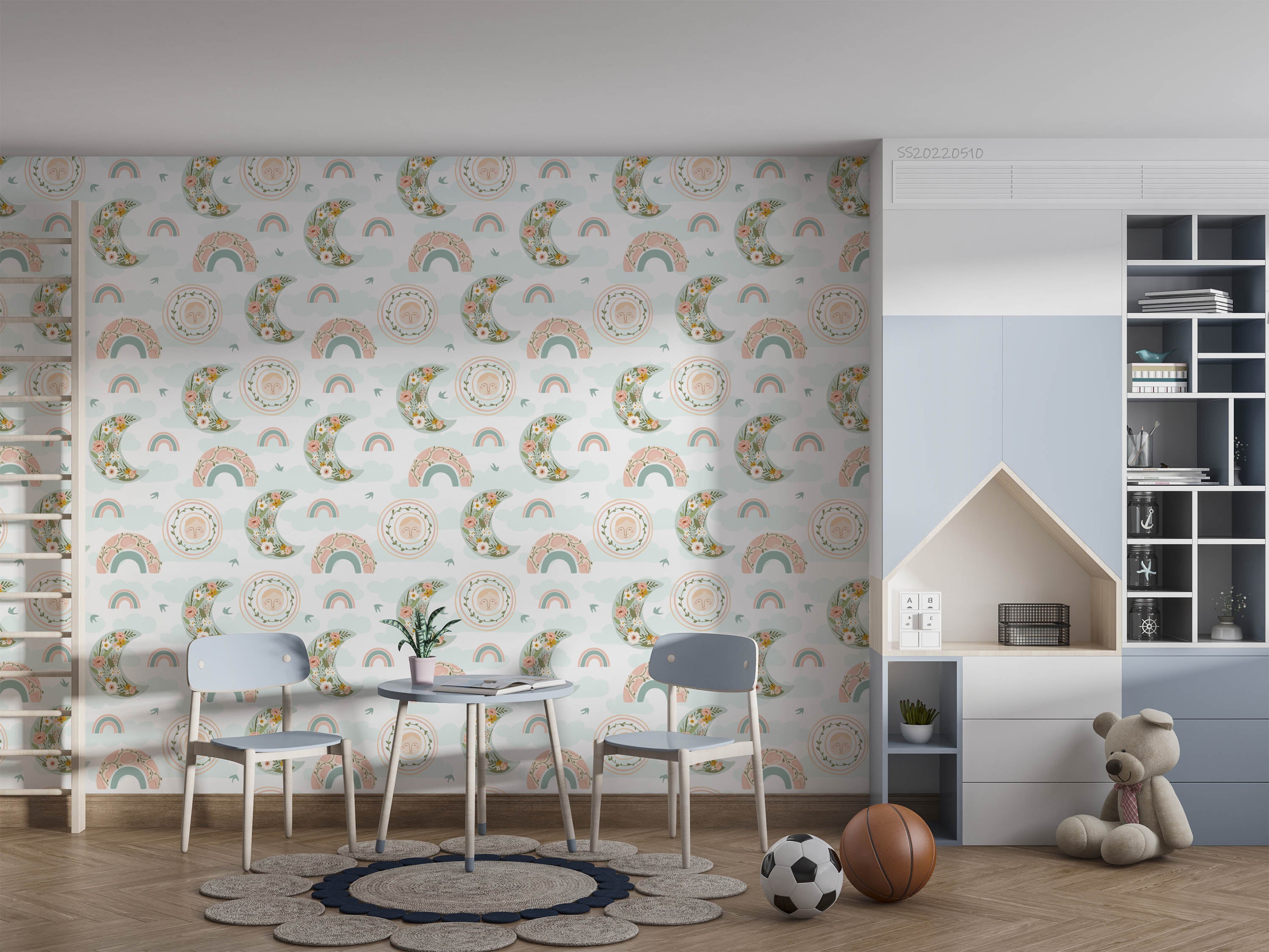 3D Spring Rainbow Moon Sun Bird Floral Wall Mural Wallpaper GD 4005- Jess Art Decoration