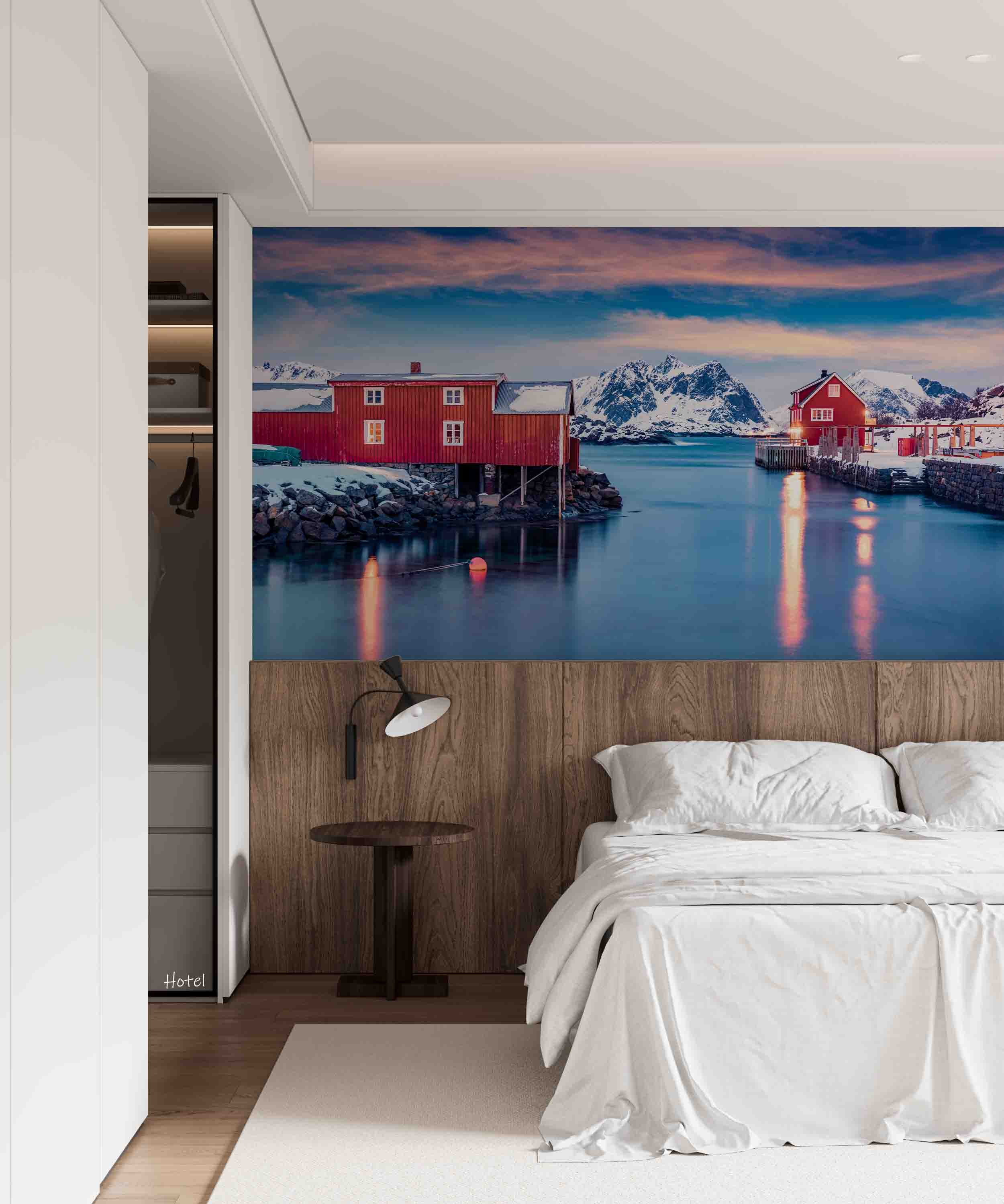 3D Hotel Inn Motel Hostel Resort Manor Scenery Mountains Sea Wall Mural Wallpaper 20