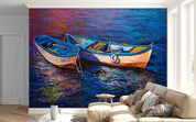 3D Oil Painting Fishing Boat Sea Surface Wall Mural Wallpaper GD 4342- Jess Art Decoration
