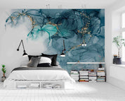 3D Teal Blue Marble teal abstract marble texture wall mural wallpaper for bedroom