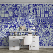 3D Retro Automotive Engineering Blueprint Style Steampunk Wallpaper Wall Mural Wall Decor Wall Art Wall Sticker Remoable Wallpaper