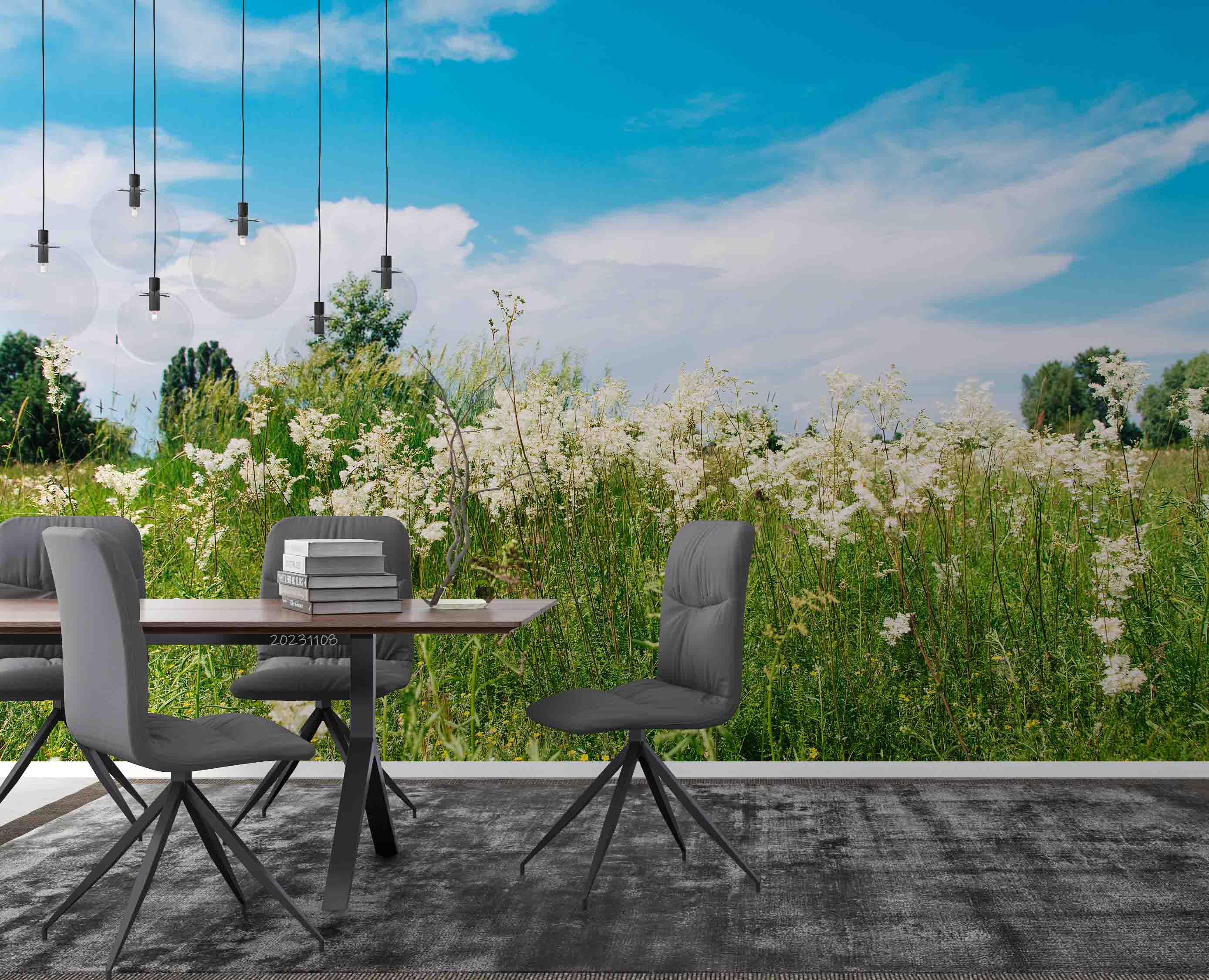 3D Tree Grass Floral Cloud Bluesky Wall Mural Wallpaper YXL 3061