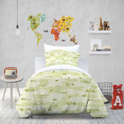3D Cartoon Dog Cloud Green Quilt Cover Set Bedding Set Duvet Cover Pillowcase 1408