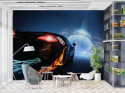 3D Sci-fi Black Sports Car Pattern Wallpaper Wall Mural Wall Decor Wall Art Wall Sticker Remoable Wallpaper